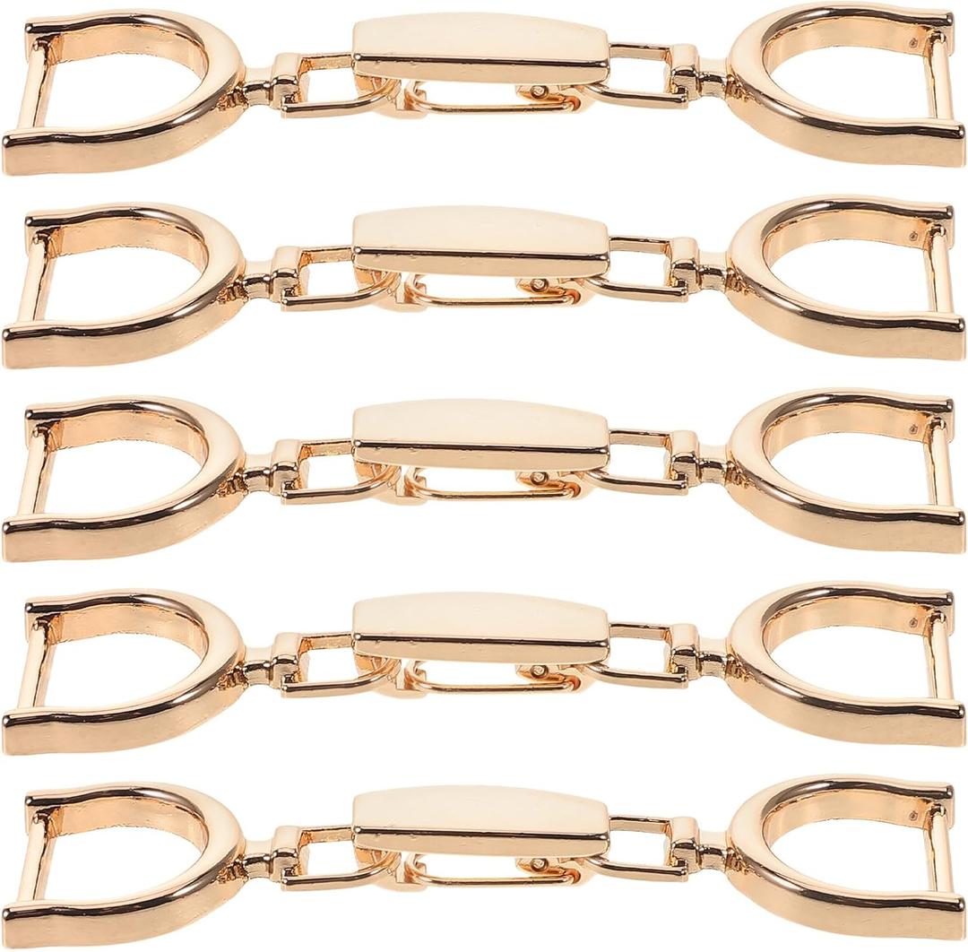 VILLCASE Shoe Chain Buckles 3.14 Inch Alloy Decorative Buckles for Shoes Bags Clothing Diy Accessories 5 Pack Gold Clasp Replacement for Fashion Crafts