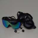 Swim Goggles, Frameless Wide View Swimming Goggles, Anti-Fog Anti-UV No Leaking Pool Goggles for Men Women Adult (Gold & Black)