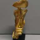 aboxoo Thinker Statue, Silence is Gold Abstract Art Figurine,Modern Home Resin Sculptures Decorative Objects,Table Top Decor for Livingroom Home Decor,Office Study Sculpture,Shh mask Statue(Gold)