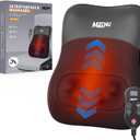Back Massager with Heat for Pain Relief Deep Tissue, Ultrathin 4D Shiatsu Lower Back Massager, Chair Back Massager for Home Office, Gifts for Women Men,Black