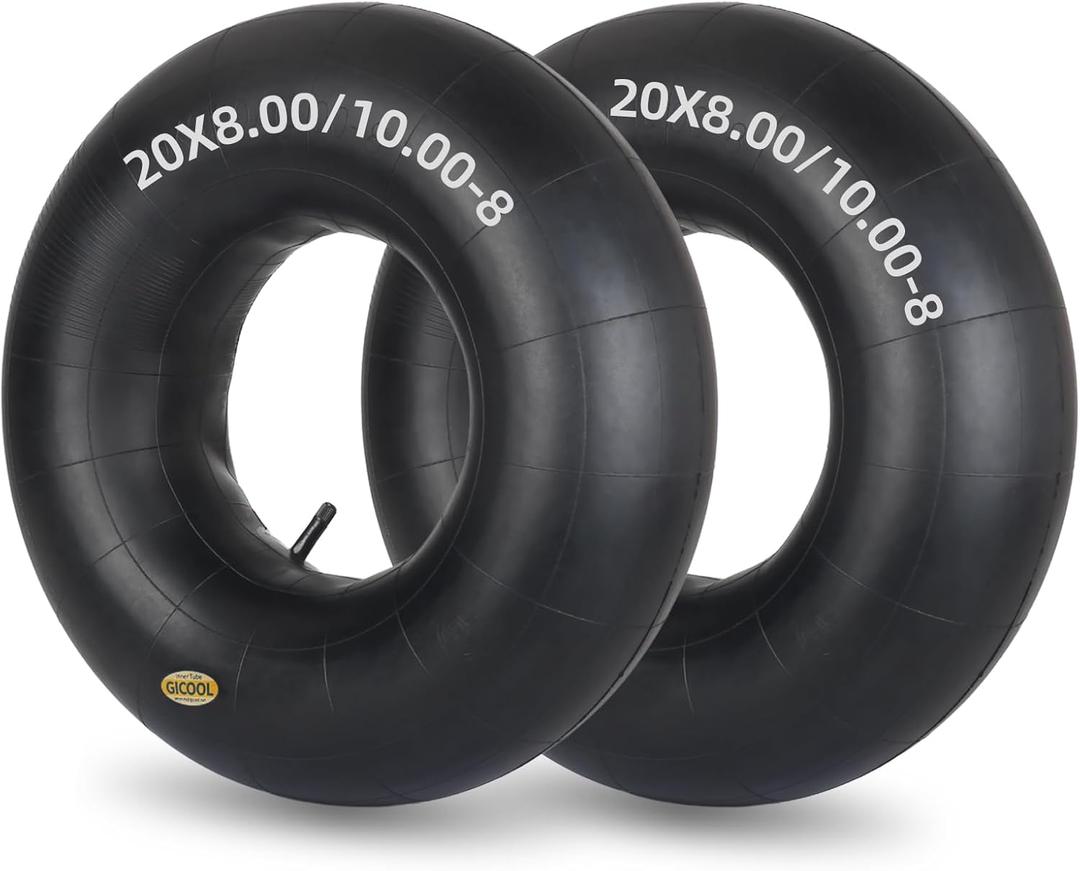 GICOOL 20x8.00-8, 20x10.00-8 Inner Tubes, 2 Pack with TR-13 Valve Stem, Heavy-Duty Replacement Tubes for Lawn Mowers, Tractors, Riding Mowers, Golf Carts, Scooters, Go Karts, Wagons, Garden Trailers