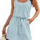 Blooming Jelly Women's Hollow Out Swimsuit Cover Up Criss Cross Back Swim Coverup Spaghetti Strap Boho Summer Dress 2025 XL