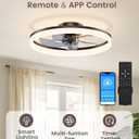 VOLISUN Low Profile Ceiling Fans with Lights and Remote, 20in Fandelier Ceiling Fan Flush Mount, 3000K-6500K Smart Bladeless LED Fan Light, Brown Modern Ceiling Fans with Lights for Bedroom