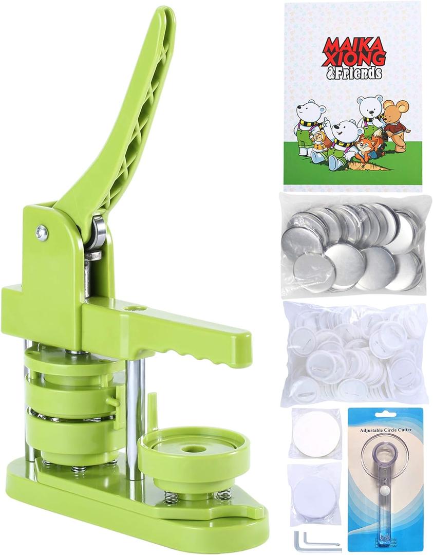 Button Maker Machine 58mm - (3rd Gen) Installation-Free 58mm(2.25in) DIY Pin Badge Button Maker Press Machine Badge Punch Press with Free 100pcs Button Parts&Pictures&Circle Cutter&Magic Book (2.25 inch / 58mm)