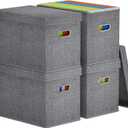 Lifewit 4 Pack File Organizer Box for A4-sized Hanging File Folders, Portable Document Storage with Plastic Slide, File Folder Organizer Storage Boxes for Office, School, Home, Storage Bins Light Gray