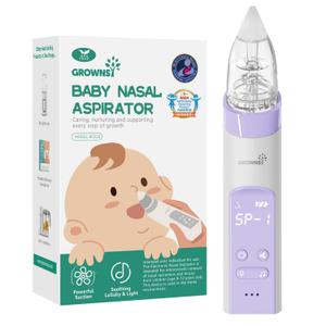 GROWNSY Nasal Aspirator for Baby, Electric Baby Nose Sucker, Automatic Nose Cleaner with Larger Suction Chamber and More Powerful Suction, Music and Light Soothing Function, Purple