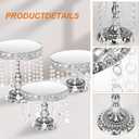6 Piece Silver Cake Stand Set with Crystal, Mirror Silver Dessert Table Stands Set for Cupcake, Pastry, Round Cake Stands for Wedding Reception, Party(Mirror Silvery)