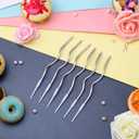 48 Pieces Twisty Birthday Spiral Cake Candles with Holders Long Thin Curly Coil Metallic Cake Cupcake Candles for Birthday Wedding Party Decoration(Metallic Silver)