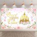 Yriujul Fabric 72x43inch Fairytale Backdrop Pink Ancient Castle Floral Princess Butterfly Photography Background Girls Party Decorations Kids Photo Banner