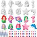 20 Set Mermaid Ceramic Painting Kit Mermaid Party Favors Include Unpainted Statues Brushes and Acrylic Paints DIY Ceramic to Paint Arts and Crafts for Adults Art Supplies Under The Sea Party Favors 