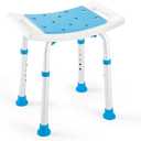 FSA/HSA Eligible Shower Stool 350lbs Bath Seat Chair, Tool-Free Assembly Height Adjustable Bath Bench with Padded Seat for Seniors, Elderly, Disabled, Handicap by Health Line Massage Products