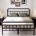 14Inch Metal Bed Frame,King Size Bed Frame with Storage Space,Heavy Duty Sturdy Mattress Foundation,Easy Assembly,No Box Spring Needed,King