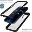 Saecosmo Case for iPhone 12 Pro Max, Full Body Protection Cover with Screen Protector, Ultra Thin Bumper Protective Phone Case for 12 Pro Max 6.7", Black