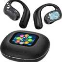 Open Ear Earbuds Ultra Comfort Wireless Bluetooth 5.4 Headphones Over The Ear Earbuds with Intelligent Touch Screen EarHooks IPX7 Waterproof Bone Conduction Earphones for Fitness Sports-Black