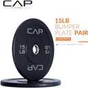CAP Barbell Rubber Olympic Bumper Plate | Multiple Options/Colors (15lbs - Pair)