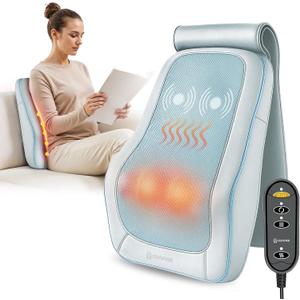 COMFIER Shiatsu Back Massager with Heat, Deep Kneading Neck & Back Massager, Adjustable Intensity Heated Massage Pillow for Shoulder, Lower Back, Lumbar, Gift for Men & Women