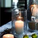 ARIAMOTION Hurricane Candle Holder for Pillar Glass Cylinder Vase Modern Rustic Centerpiece Clear Seeded Home Decor for Kitchen Table Living Room 8" H 1 Pack