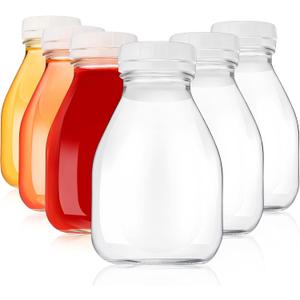 5 Pcs 16oz Glass Milk Bottles with Lids Small Milk Bottles Container with Lid for Refrigerator Storage Reusable Glass Bottles for Homemade Almond Milk Coffee Creamer Parties Breakfast Wedding Picnic