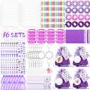 Daifunli 256 Pcs Spa Sleepover Party Supplies for 16 Women Spa Sleep Eye Mask Pens Hair Bands Combs Pajama Slumber Party Favors for Birthday Sleepover Bachelorette Supplies(Purple Series)