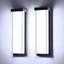Sytmhoe LED Outdoor Wall Light Fixture,16in Dimmable Modern Porch&Patio Wall Light Fixture,6000K Black Exterior Sconce Light Mounted for House Garage Porch Courtyard(2Packs) (6000k Cool White)