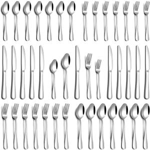 30 Piece Silverware Set, Stainless Steel Flatware Set for 6 Food Grade Novelty Flatware Cutlery Utensil Set Include Knife Fork Spoon Mirror Polished Dishwasher Safe