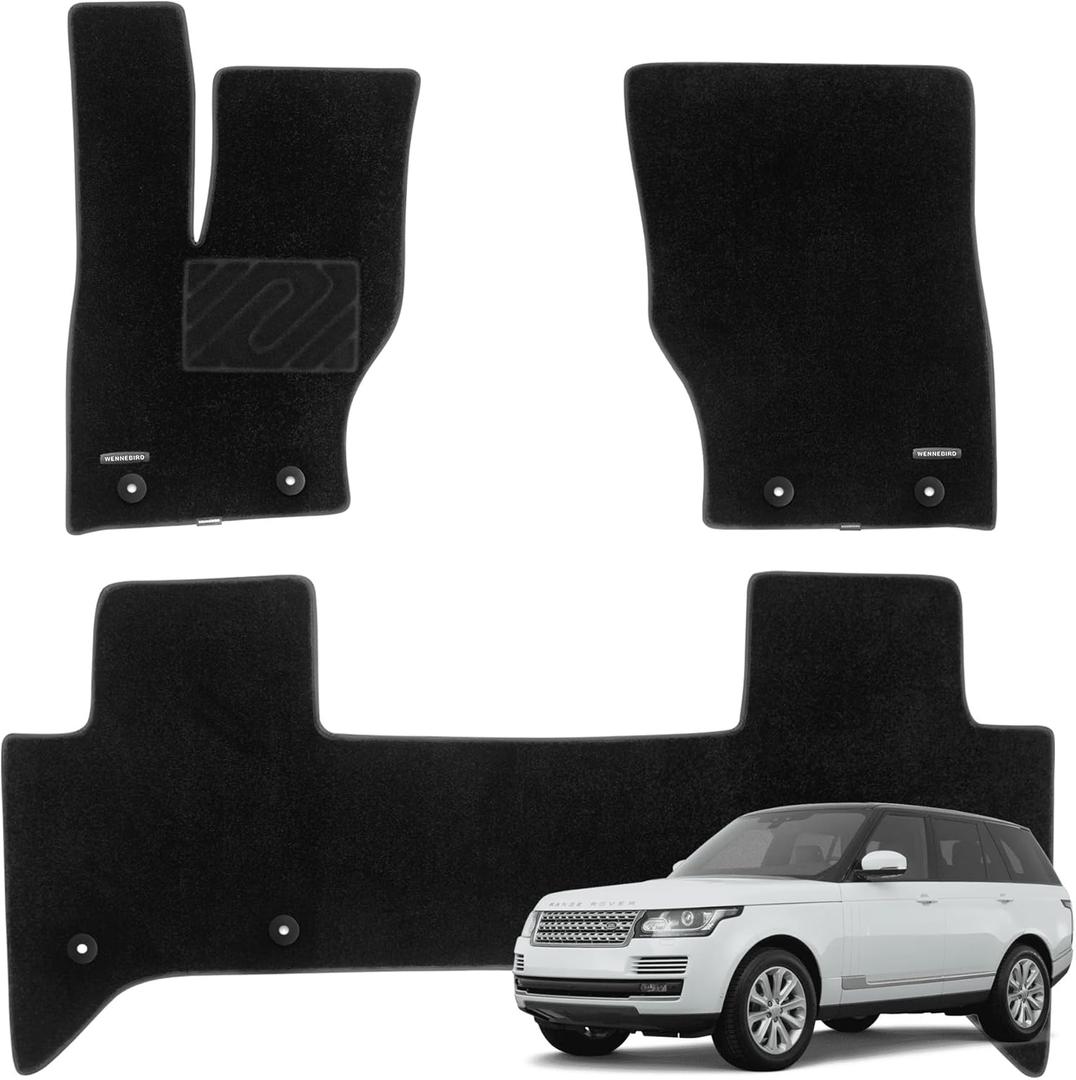 WENNEBIRD Superior Carpet Floor Mats for 2013-2021 Land Rover Range Rover (L405) (Excludes Sport), 0.5-Inch Ultra-Thick, Noise-Reducing, All-Weather Waterproof Anti-Slip  3-Pc Set