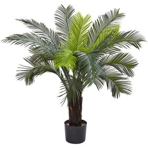 Nearly Natural 3ft Cycas Artificial Palm Tree, UV Resistant Faux Greenery For Indoor Outdoor Decor