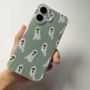 Cute Halloween White Ghost Case Compatible with iPhone 16, Spooky Ghost Case for iPhone 16, Cool TPU Bumper Phone Case Cover