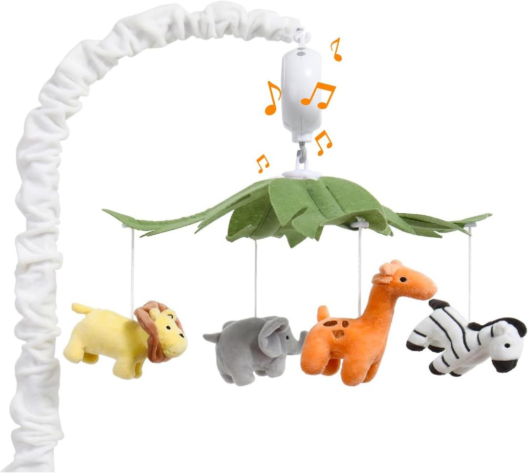 Crib Mobile, Baby Mobile with 12 Lullabies, Musical Baby Crib Mobile for Boys or Girls, Safari Animals Crib Toys Hanging, Safari Nursery Decor