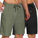 COOFANDY Men's Summer Beach Shorts Lightweight Elastic Waist Drawstring Casual Shorts with Pocket Size Medium