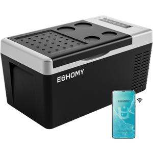 EUHOMY 12 Volt Refrigerator, 19QT(18L) Compressor Electric Cooler APP Control, Car Fridge -4~68, Portable Refrigerator 12/24V DC 100-240V AC, Portable Freezer for Camping, Travel, Boat