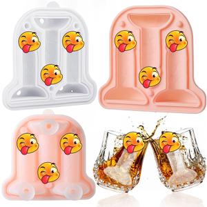 Hoolerry Ice Cube Molds Cube Trays Fun Shapes Silicone Ice Ball Maker with Lid for Whiskey Cocktails Juice Drinks Beverage Crafting Accessories Funny Gift(Skin Color,Classic Style) (Pale Apricot)