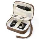 Linpr Digital Camera Case for KODAK PIXPRO FZ55/ FZ45 /FZ43/ CAMKORY DC403, Protective Travel Compact Digital Cameras Hard Carrying Bag with Wrist Strap, SD Card Storage Pocket (Brown)
