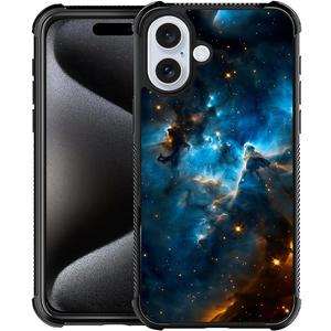 CARLOCA Compatible with iPhone 16 Case,Deep Starry Sky Nebula Blue Cases for Girls Boys,Fashion Graphic Design Shockproof Anti-Scratch Drop Protection Case for iPhone 16 Case