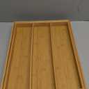 Purawood Kitchen Drawer Organizer - Expandable Utensil Drawer Organizer for Kitchen, Cutlery Tray & Silverware Organizer, 3-5 Slots - Bamboo Organizer for Utensils & Flatware (Natural)