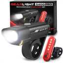 GearLight Rechargeable Bike Light, Bike Headlight and Tail Light Set, Powerful Front and Back Lights for Night Riding Safety, Night Riding Accessories, White Elephant Stocking Stuffer for Men