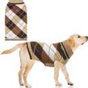 KOOLTAIL Dog Sweater Pet Knitted Clothes - Classic Plaid Pullover Turtleneck Thick Warm Fall Dog Sweaters with Leash Hole, Soft Dog Winter Clothes for Small Medium Large Dogs Cats Puppy Girls Boys, L (Khaki)