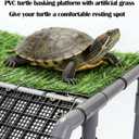 Extra Large Turtle Basking Platform for Aquatic Turtles, Sturdy Turtle Dock with Non-Slip Ramp and Artificial Grass, Red Ear Slider Tank Accessories for 50/65/75/90/125 Gal, Gray/Black