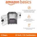 Amazon Basics Portable, Foldable Metal Wire Dog Crate with Removable Tray, Double Door, Divider Panel, Easy to Assemble, 22 x 13 x 16 in, Black
