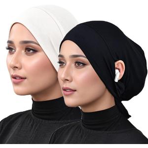 Hijab Undercaps Slouchy Beanies Cap Soft Hijab Caps Under Scarf for Women Muslim Jersey Inner Beain-Cap