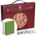 Yellow Mountain Imports Chinese Mahjong Set Rouge Heritage 146 Medium Tiles, Professional Set for Chinese-Style Play (Green)
