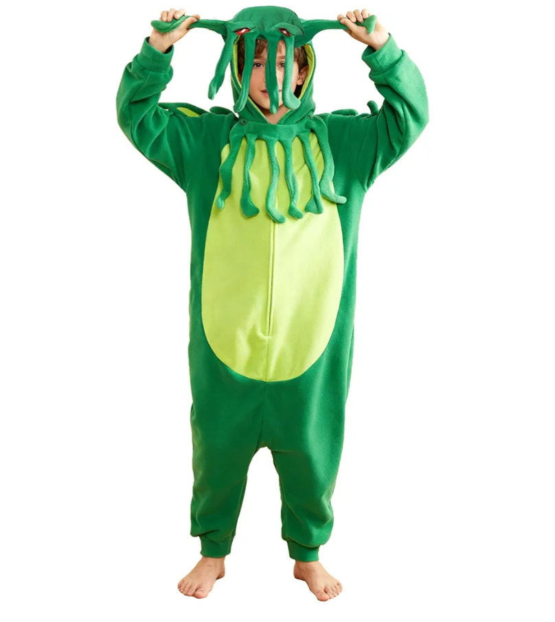 Unisex Kids Onesie Animal Costume Teens Halloween Cosplay Jumpsuit Novelty Christmas Outfit for Girls Boys Green M