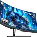 SANSUI 34-Inch Curved Gaming Monitor UWQHD 3440 x 1440 Up to 165Hz Curved 1500R - PIP/PBP, 1ms(MPRT), HDR, 300nits, sRGB 125%, DCI-P3 95%,FreeSync,HDMIx2,DP1.4 x2 (DP Cable Included)