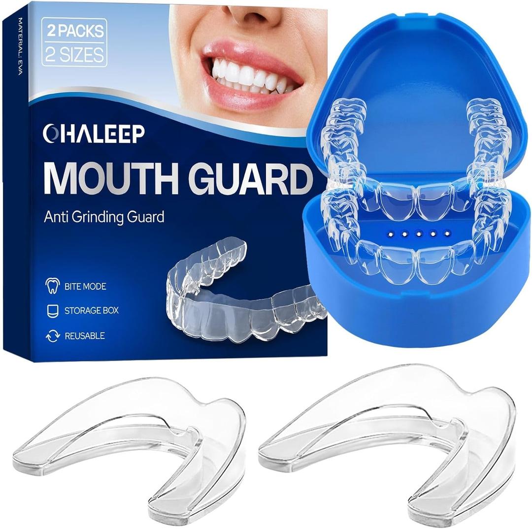 Anti Grinding Mouth Guard for Clenching Teeth at Night, Teeth Grinding Mouthguards for Sleeping, Mouth Guard for Grinding Teeth at Night, Night Guards for Teeth Grinding for Adults (1.9*2.2in+2*2.4in)