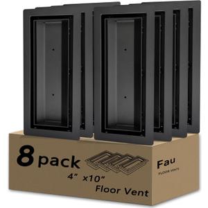 4x10 Floor Register, Heavy Duty Steel, 50% Higher Ventilation Performance Than Others, Sandtex Black Finish, Sleek Modern Design, Fits Tile Wood Inserts, Floor Vent Covers for Home Floor