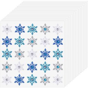 Outus 400 Pcs Blue Snowflake Dimensional Stickers Christmas 3D Diamond Snowflake Decoration Stickers for Christmas Holiday Envelopes Winter Decoration Crafts