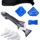 3 in 1 Silicone Caulking Tools（Stainless Steelhead）, Sealant Finishing Tool Grout Scraper, Reuse and Replace 5 Silicone Pads, Great Tools for Kitchen Bathroom Window, Sink Joint