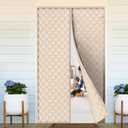 Yotache Magnetic Thermal Insulated Door Curtain Fits 60x80 inch Doors, Curtain Size 62" x 82" Weatherproof Oxford & Cotton Fill Door Covers to Keep Warm in Winter, Beige