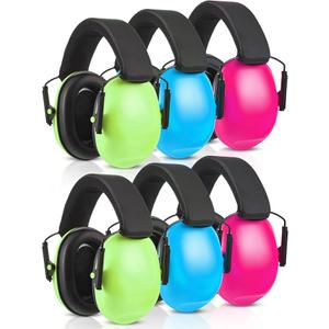 Amylove 6 Pcs Kids Noise Cancelling Headphones 27db Adjustable Earmuffs for Autism Sensory Toddler Children(Novel Style,Green Pink Blue)