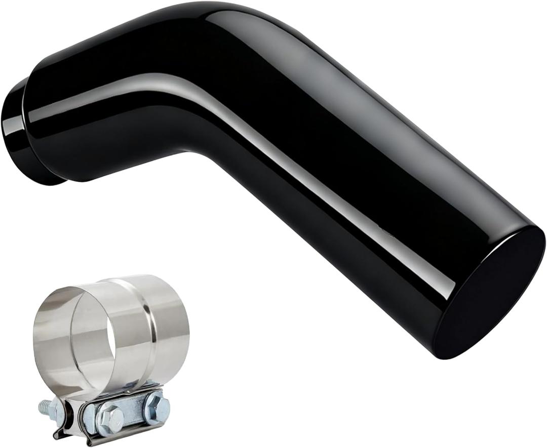 Universal 5" to 6" Exhaust Elbow Pipe with Steel Clamp - Silver Chrome or Black Painted for Car, Truck & Diesel